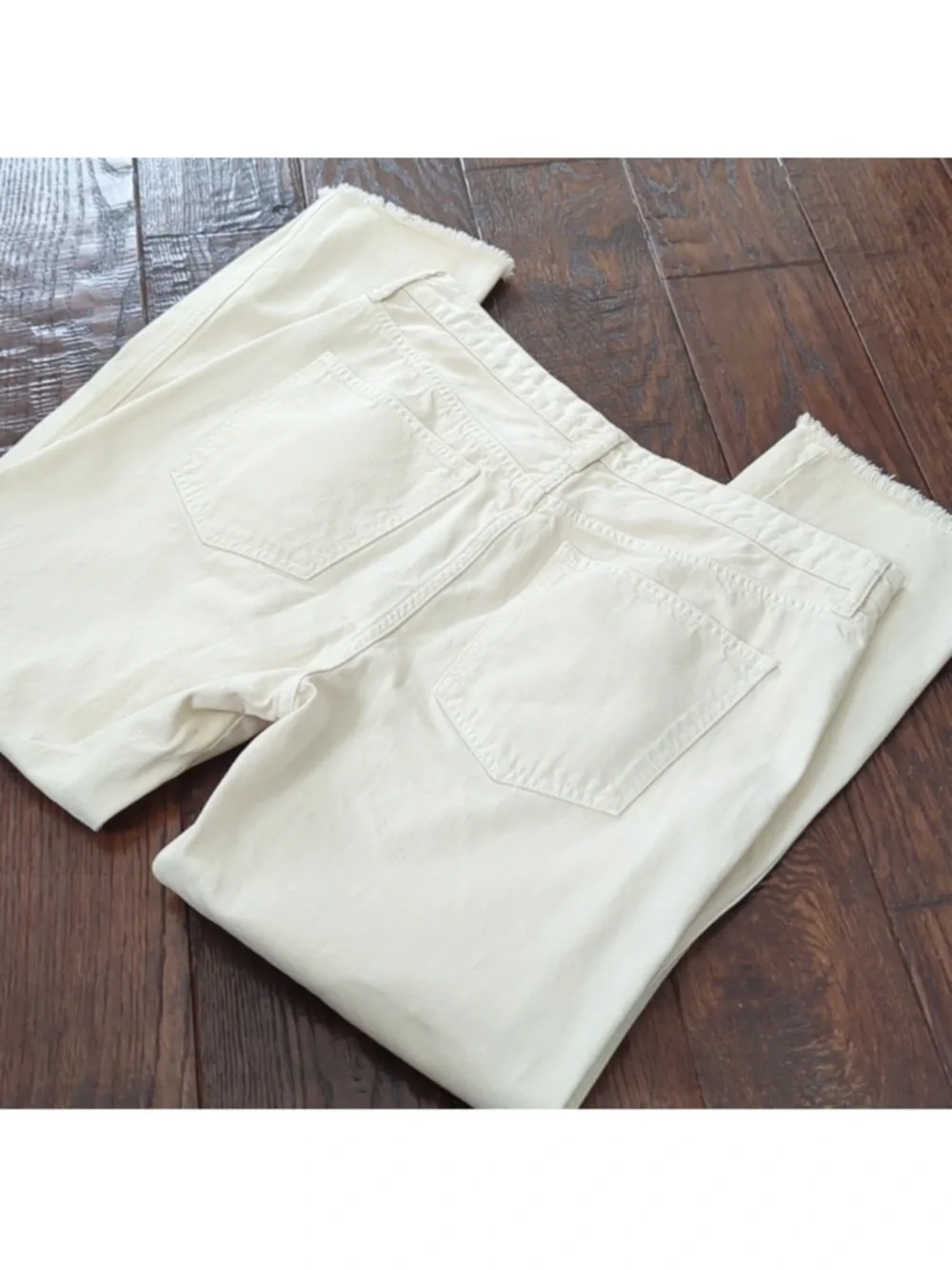 Free People We The Free Ivory Cropped Jeans High Rise Raw Hem - Size 30